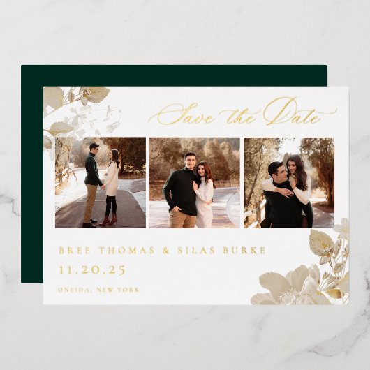 Opulent Gilded Garden Photo Save the Date Folie Uitnodiging (Voorkant / Achterkant)