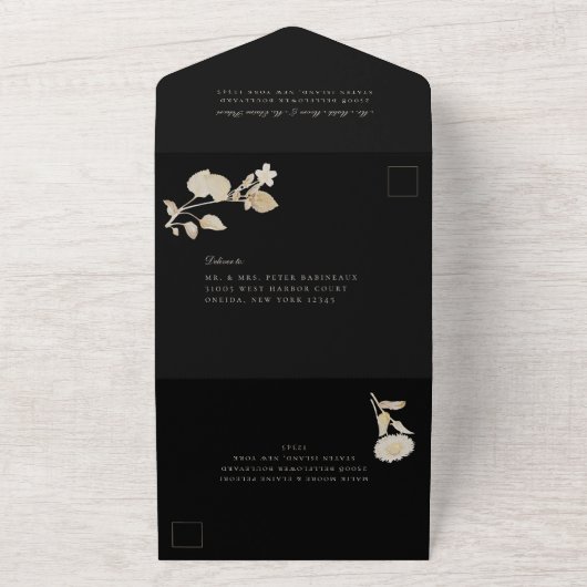 Opulent Gilded Garden Wedding All In One Uitnodiging (Buitenkant)