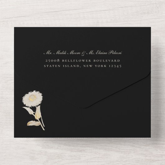 Opulent Gilded Garden Wedding All In One Uitnodiging (Achterkant)