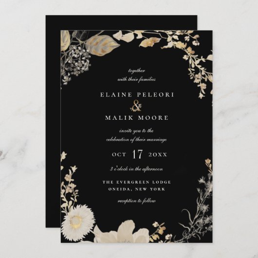 Opulent Gilded Garden Wedding Invitation Kaart (Voorkant / Achterkant)