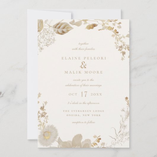 Opulent Gilded Garden Wedding Invitation Kaart (Voorkant)