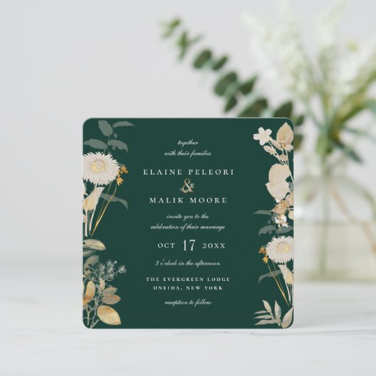 Opulent Gilded Garden Wedding Kaart (Staand voorkant)