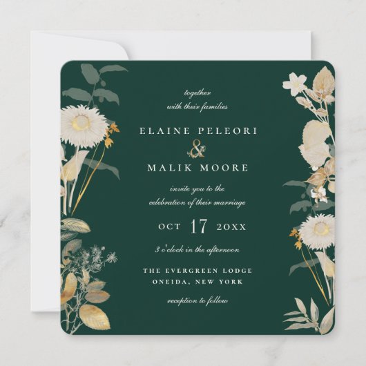 Opulent Gilded Garden Wedding Kaart (Voorkant)