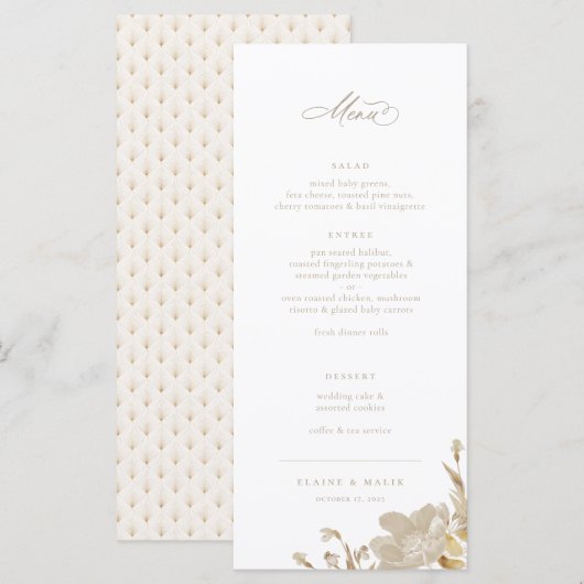 Opulent Gilded Garden Wedding Menu (Voorkant / Achterkant)