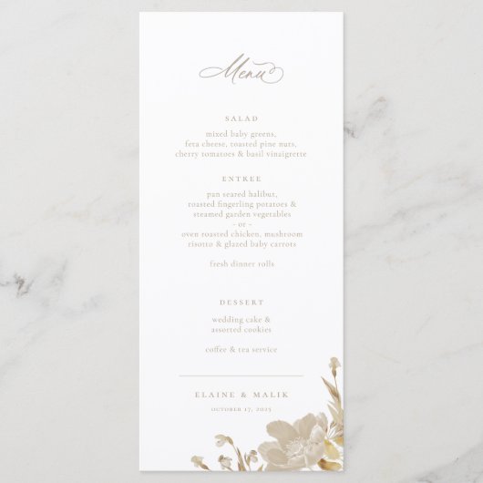 Opulent Gilded Garden Wedding Menu (Voorkant)