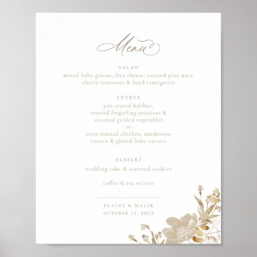 Opulent Gilded Garden Wedding Menu Poster (Voorkant)