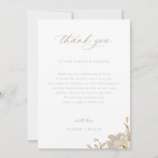 Opulent Gilded Garden Wedding Reception Tabel Bedankkaart (Voorkant)