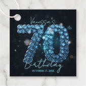 Opulent Glamorous Teal Blue Diamonds 70th Birthday Bedankjes Labels (Voorkant)