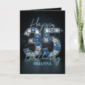 Opulent Glittering Sapphire Diamond 35th Birthday Kaart (Voorkant)