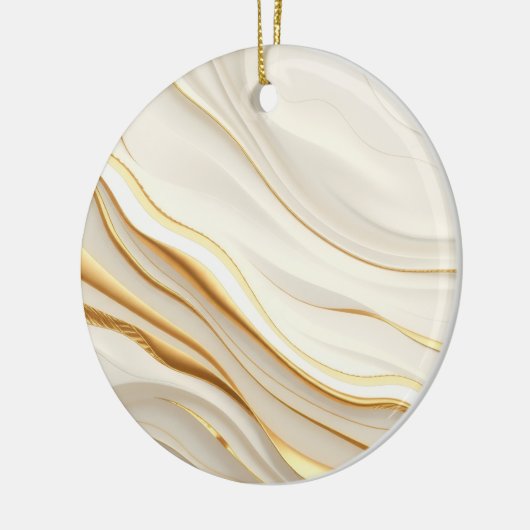 "Opulent Gold and Cream Marble Swirls" Keramisch Ornament (Links)
