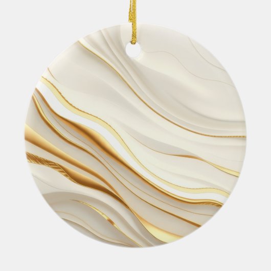"Opulent Gold and Cream Marble Swirls" Keramisch Ornament (Achterkant)