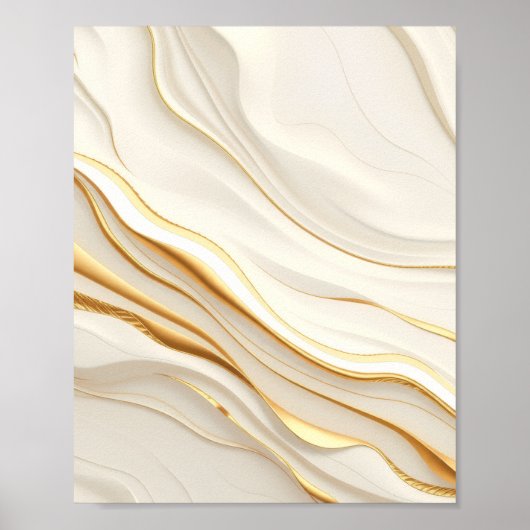 "Opulent Gold and Cream Marble Swirls" Poster (Voorkant)