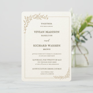Opulent Gold Leaf Wedding Invitation Kaart