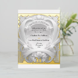 Opulent Gold Motief Atelier, Huwelijk Folie Uitnodiging