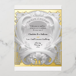 Opulent Gold Motief Atelier, Huwelijk Folie Uitnodiging
