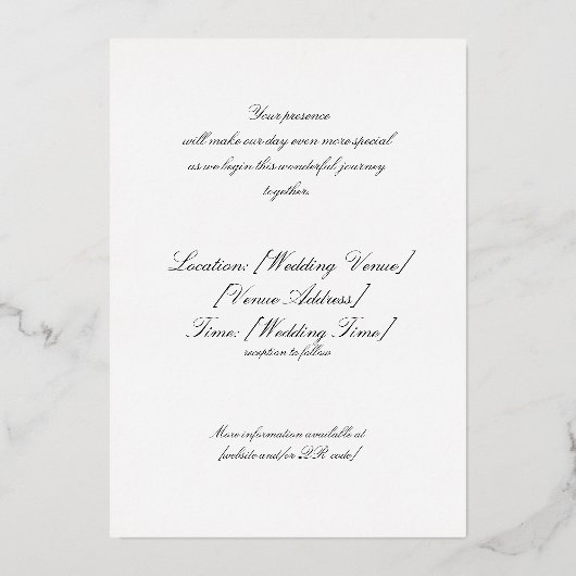 Opulent Gold Motief Atelier, Huwelijk Folie Uitnodiging (Achterkant)