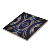 Opulent Gold Symmetry on Deep Blue Tegeltje (Zijkant)