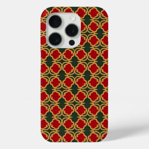 Opulent Goud en Rode Bloemen iPhone 15 Pro Case