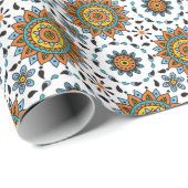 Opulent Maharaja India Star Flower Pattern Cadeaupapier (Rol Hoek)