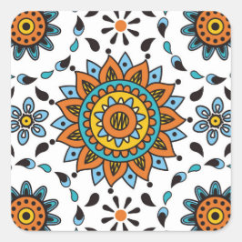 Opulent Maharaja India Star Flower Pattern Vierkante Sticker