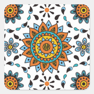 Opulent Maharaja India Star Flower Pattern Vierkante Sticker