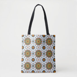 Opulent Maharaja India Tribal Pattern Oranje Aqua Tote Bag