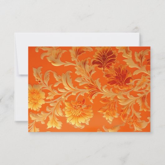 Opulent Mandarijn Sinaasappel Bloemen Huwelijk RSV RSVP Kaartje (Achterkant)