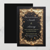 Opulent Matte Black & Gold Foil Wedding Card Desig Kaart (Voorkant / Achterkant)