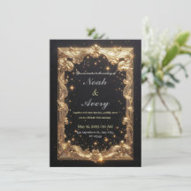Opulent Matte Black & Gold Foil Wedding Card Desig