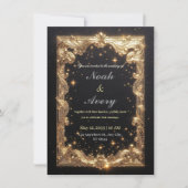 Opulent Matte Black & Gold Foil Wedding Card Desig Kaart (Voorkant)