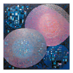 Opulent Ovals: tinten van blauw & roze in Abstract Perfect Poster