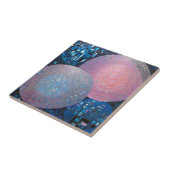 Opulent Ovals: tinten van blauw & roze in Abstract Tegeltje (Zijkant)