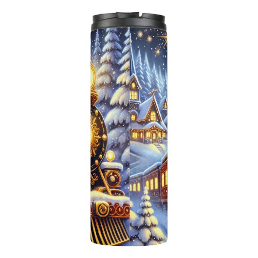 Opulent Red Gold Christmas Express Thermosbeker (Achterkant)