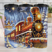 Opulent Red Gold Christmas Express Thermosbeker