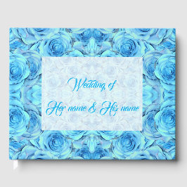 Opulent roos in turkooise gastenboek