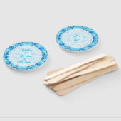 Opulent roos in turkooise handwaaier (Niet-gemonteerd)