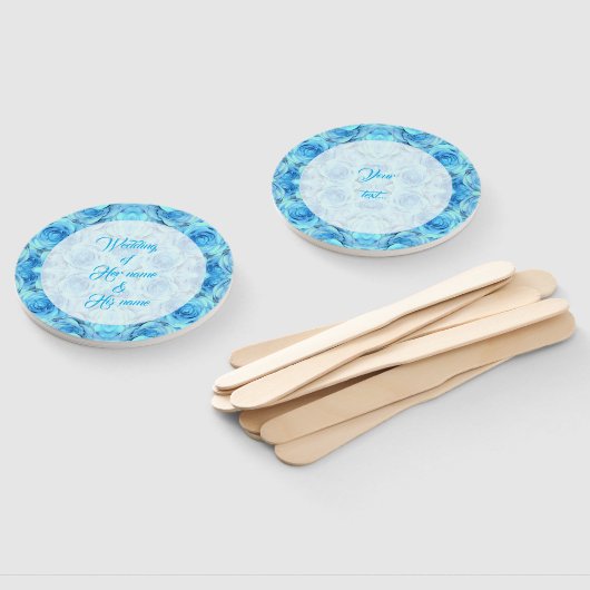 Opulent roos in turkooise handwaaier (Niet-gemonteerd)