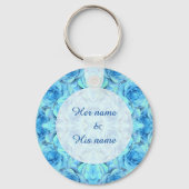 Opulent roos in turkooise sleutelhanger (Voorkant)