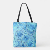 Opulent roos in turkooise tote bag (Achterkant)