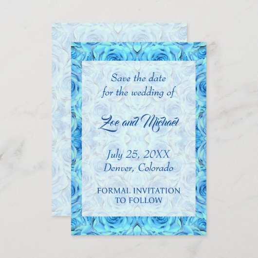 Opulent roos ontwerp in turquoise bespaar de datum (Voorkant / Achterkant)