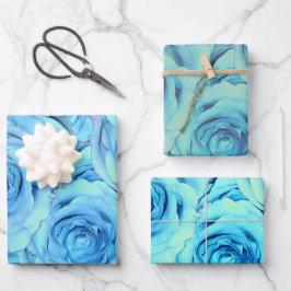 Opulent rose design in  turquoise                  inpakpapier vel