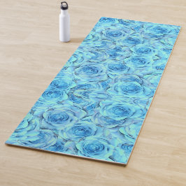 Opulent rose design in turquoise                   yogamat