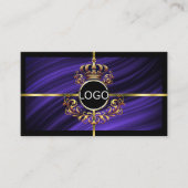 Opulent Royal Blue Gold Crown Logo Foto QR-code Visitekaartje (Voorkant)
