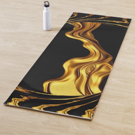 Opulent Swirl Achempong Liquid Gold - Gold & Black Yogamat (In situ)