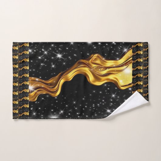 Opulent Swirl Full Liquid Gold Black Monochrome Lx Bad Handdoek (Handdoek)