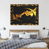 Opulent Swirl Liquid Gold and Black Monochrome Art Canvas Afdruk (Insitu (Slaapkamer))
