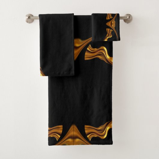 Opulent Swirl Liquid Gold Black Designer Christi Bad Handdoek (Insitu)