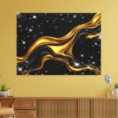 Opulent Swirl Liquid Gold Black Monochro Achempong Canvas Afdruk (Insitu (Woonkamer))