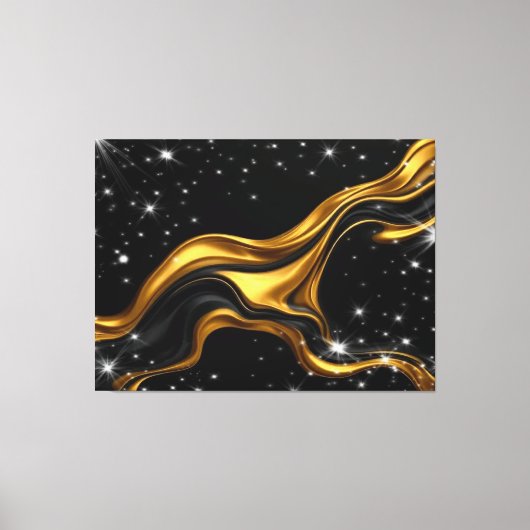 Opulent Swirl Liquid Gold Black Monochro Achempong Canvas Afdruk (Voorkant)