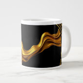 Opulent Swirl Liquid Gold Black Monochrom Designer Grote Koffiekop (Voorkant rechts)